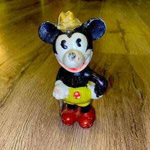 1930's Bisque Porcelain 5" MICKEY MOUSE Figurine Doll Walt DISNEY Collectible
